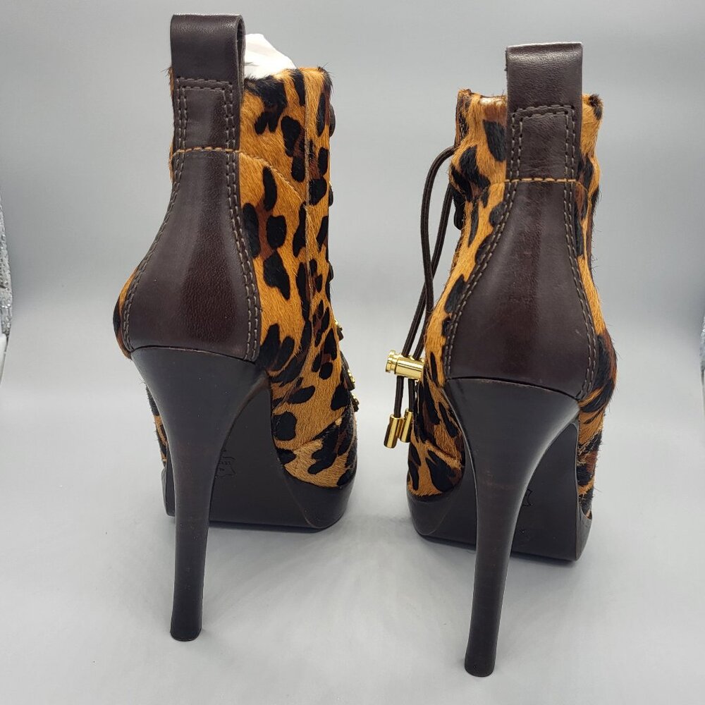 Tory Burch Halima Animal Print Lace-Up Booties - Picture 4 of 16